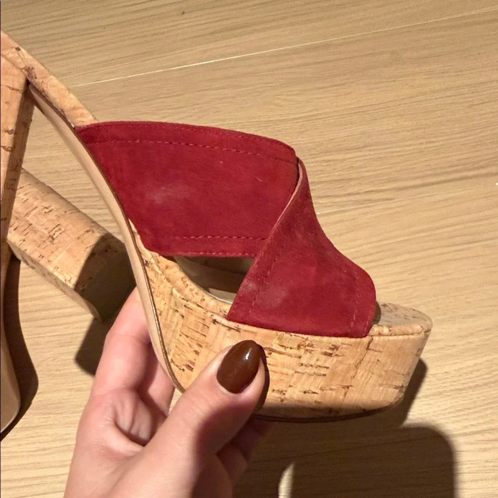 Gianvito Rossi Red Suede Platform Sandals‎